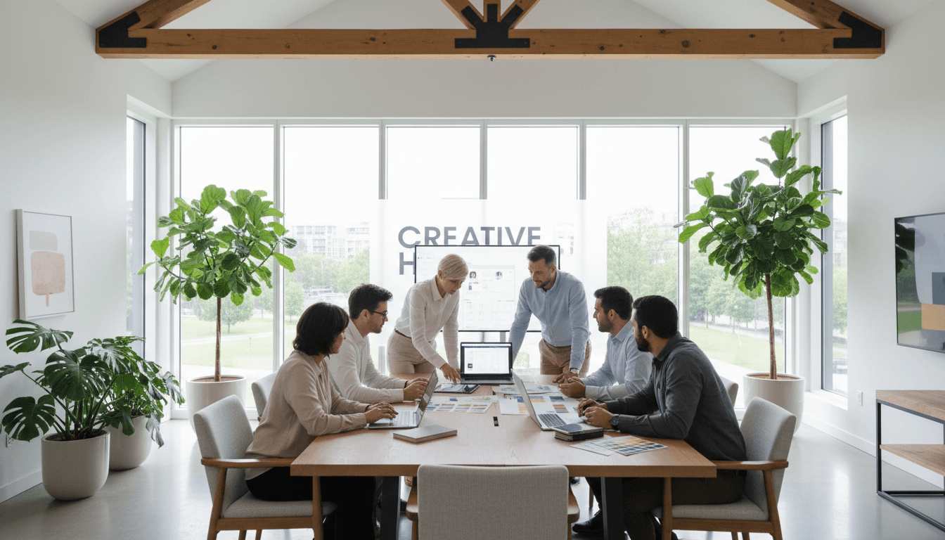 Team working together on digital product design in a modern Chicago studio